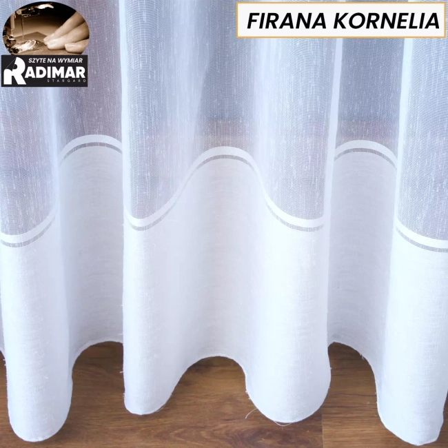 Firana na wymiar - długa, do salonu - z delikatnym dołem - KORNELIA